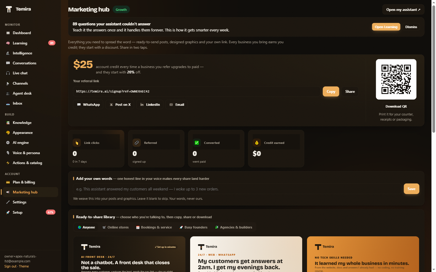 Temira refer and earn